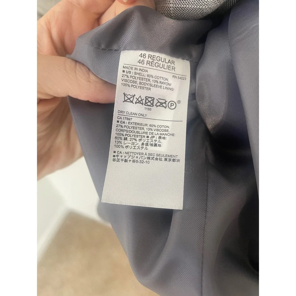 Banana Republic Mens Slim Fit Cotton Blend Sport Coat Jacket Gray Plaid 46R